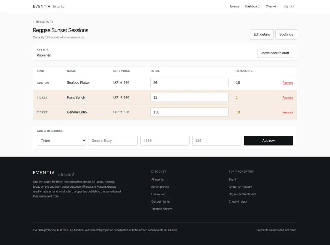 The EVENTIA inventory editor